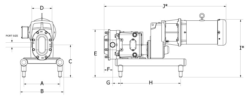 Waukesha Cherry-Burrell U1 Series Tru-Fit® Pump Dimensions