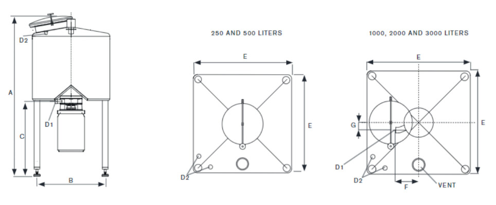 Flex-Mix Liquiverter Series Dimensions