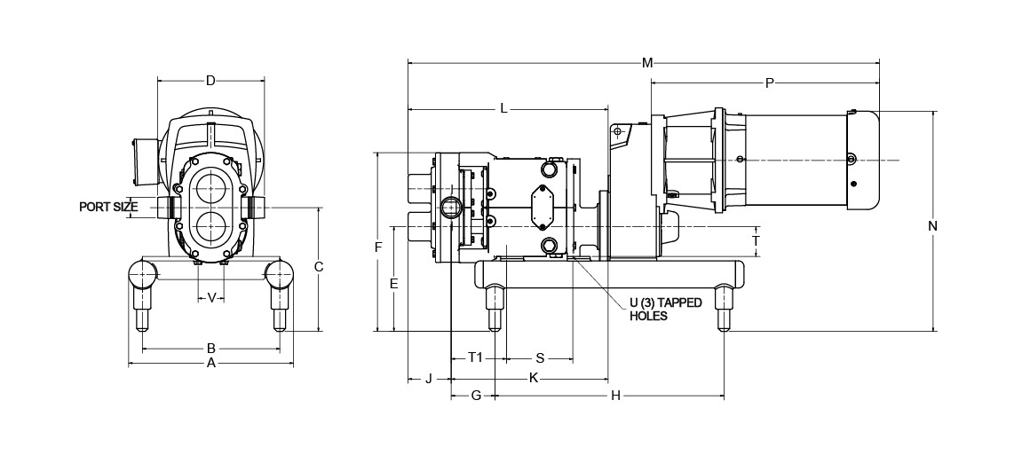 Waukesha Cherry-Burrell 5000 Series Tru-Fit Pump Dimensions