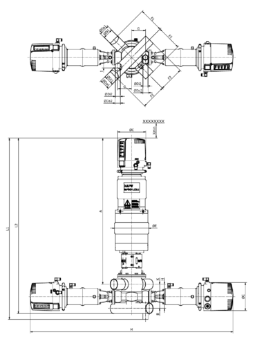 APV DualSafe Aseptic Mixproof Valve Dimensions Schematic